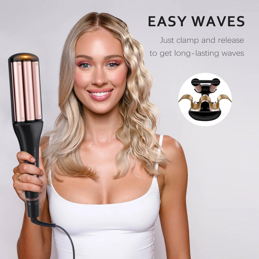RAKUKOKKU hair waver with three barrels for versatile textures.