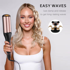 RAKUKOKKU hair waver with three barrels for versatile textures.