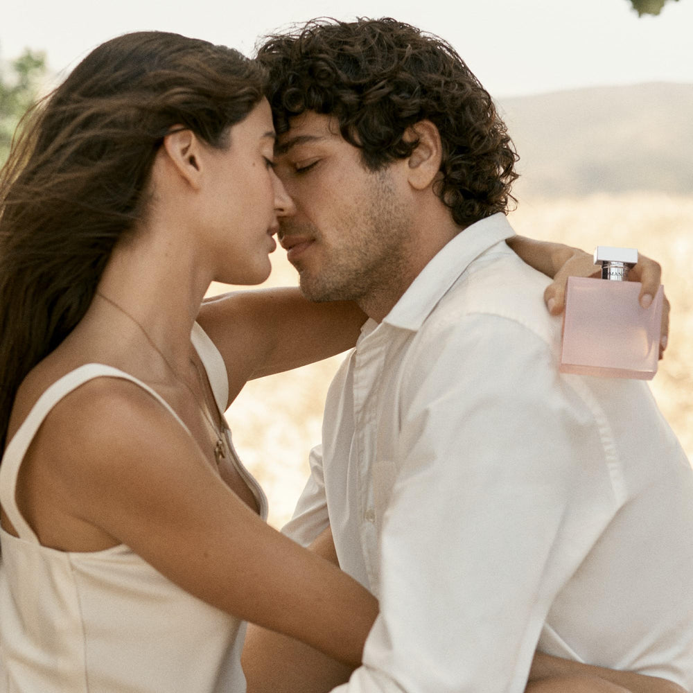 Ralph Lauren Beyond Romance spray shown near pulse points for intimate scent moments