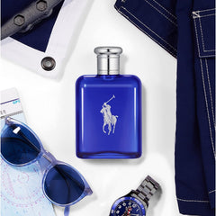 Ralph Lauren Polo Blue aftershave bottle adds refined, cooling touch