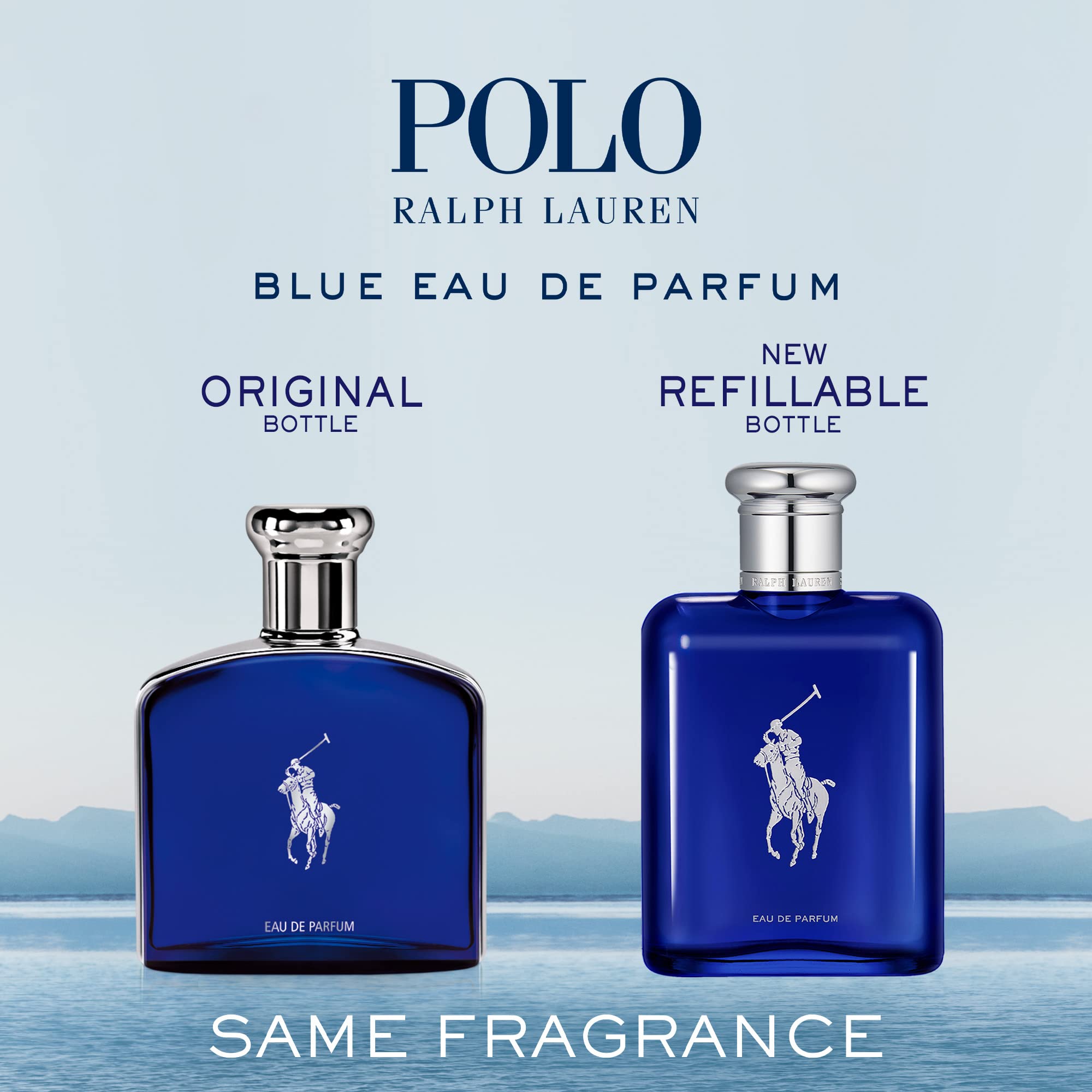 Polo Blue EDP bottle shown for pulse-point application and personal ritual