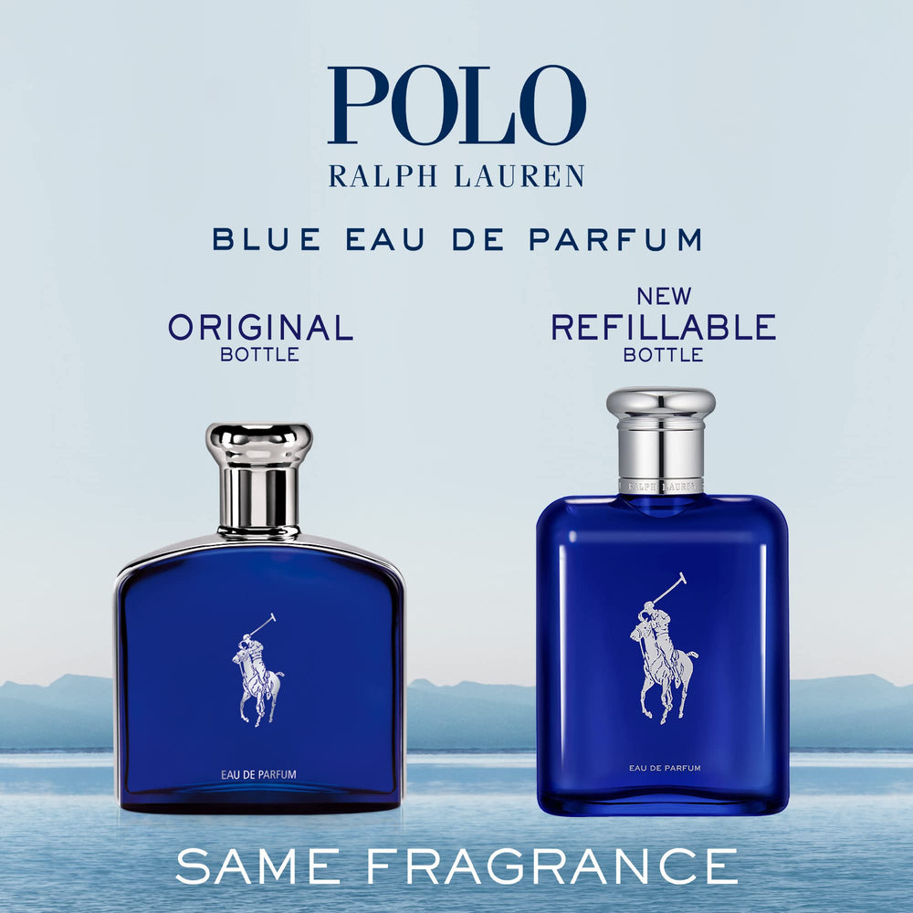 Polo Blue EDP bottle shown for pulse-point application and personal ritual