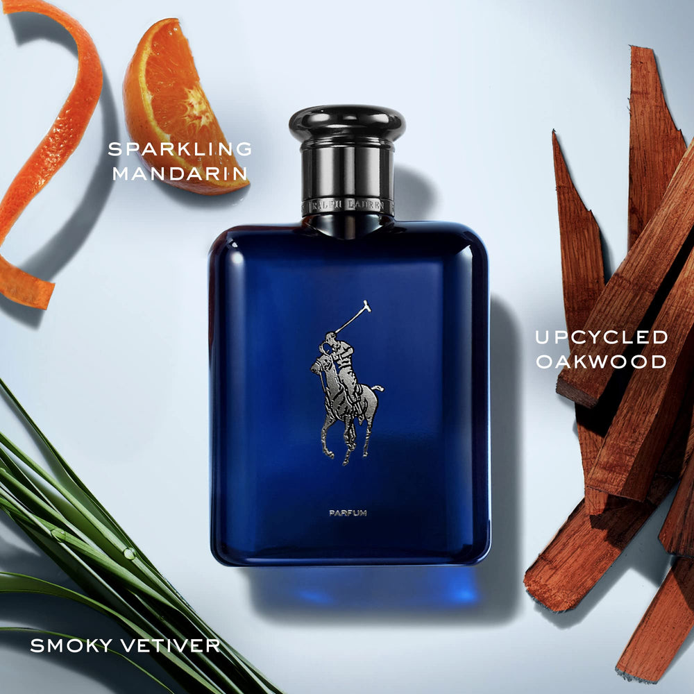Polo Blue parfum cap by Ralph Lauren Fragrances complements a refined, luxury fragrance experience