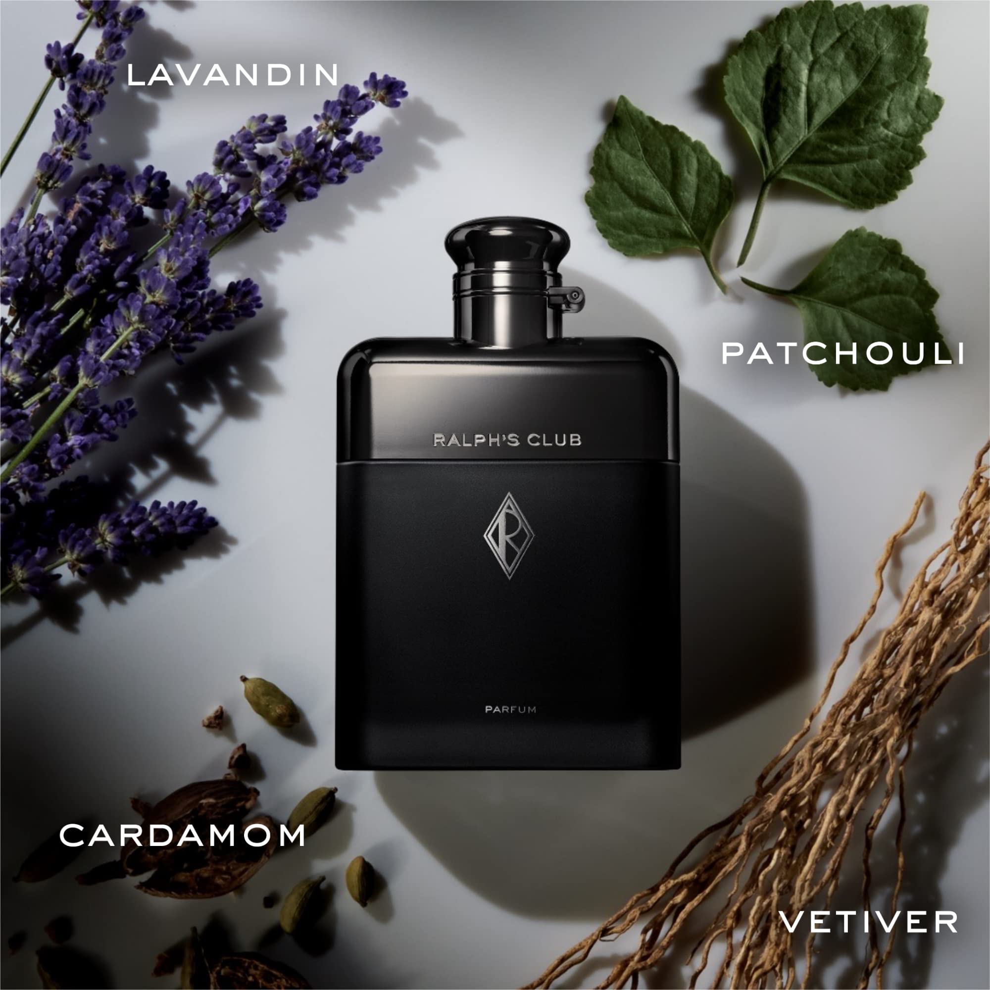 Ralph's Club vetiver and patchouli notes detail hints at a woody amber mood