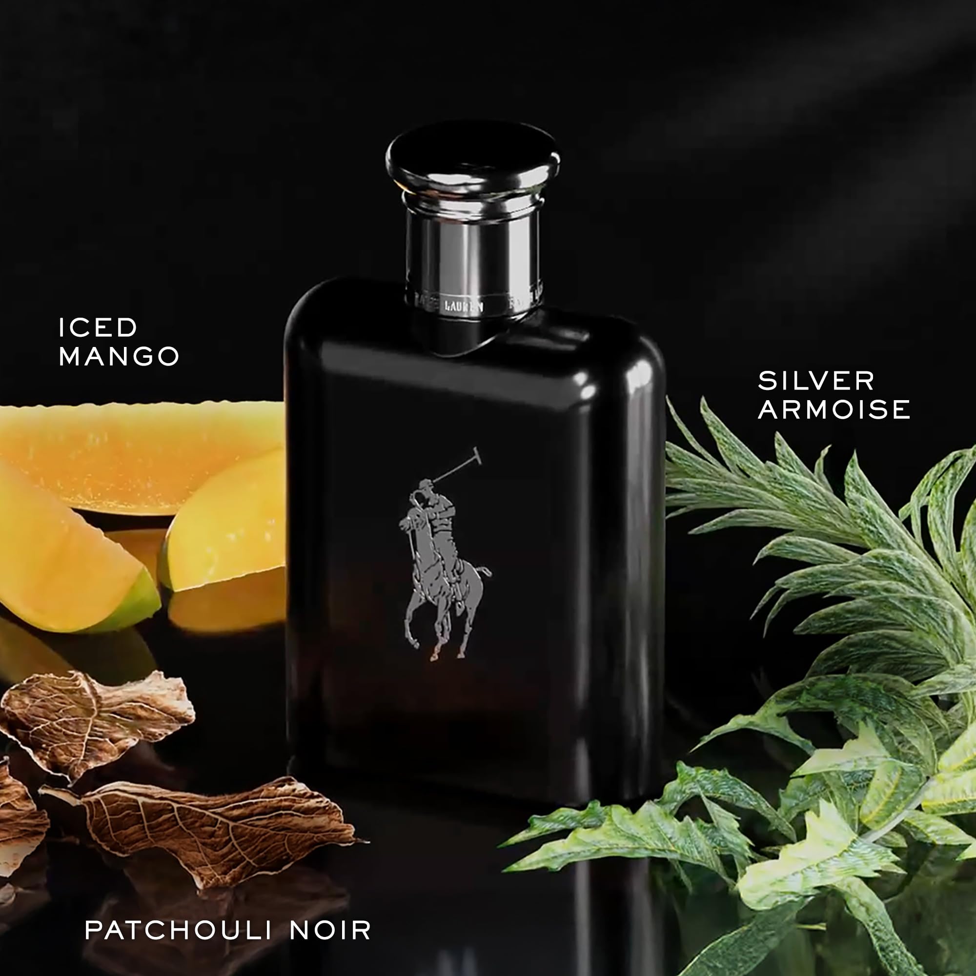 Ralph Lauren Polo Black cap and bottle set for evening wear and projection.