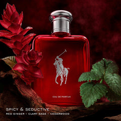 Ralph Lauren Polo Red chrome cap detail, premium packaging ideal for gifting.