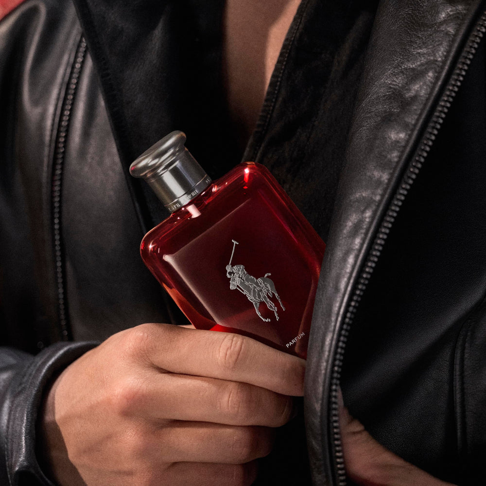 Ralph Lauren Polo Red Parfum orris-note close-up emphasizes luxurious scent depth