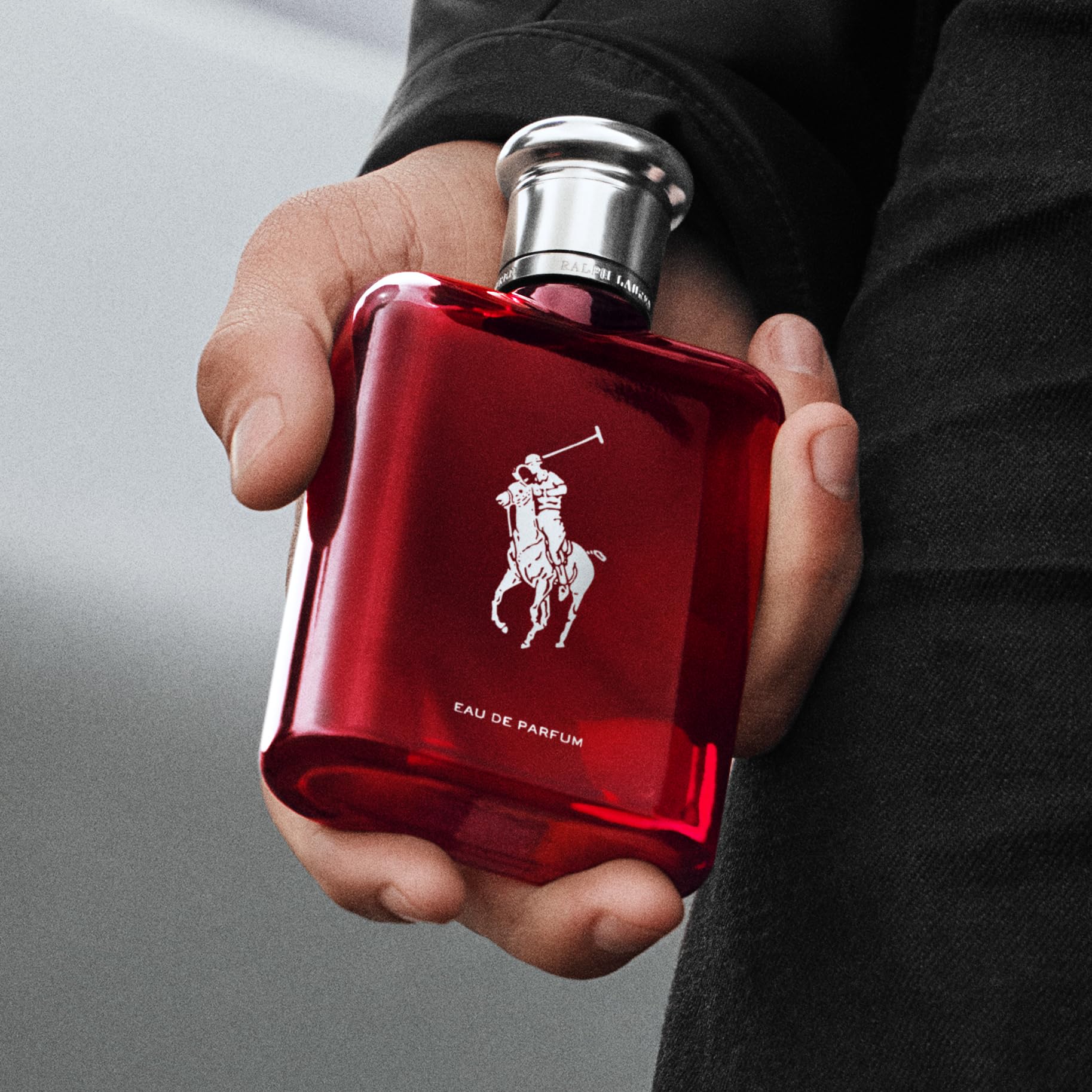 Polo Red translucent bottle glow evokes a spirited road-trip mood.