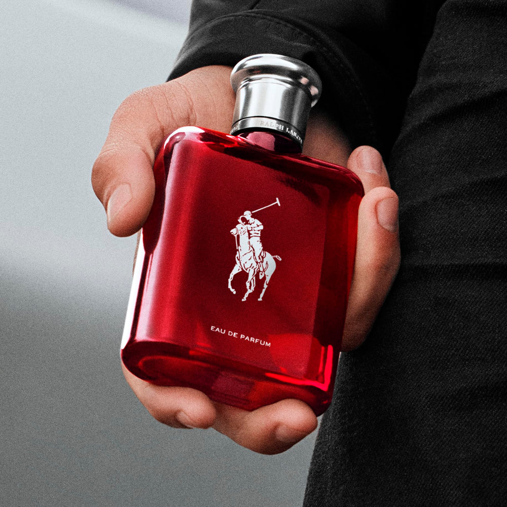 Polo Red translucent bottle glow evokes a spirited road-trip mood.