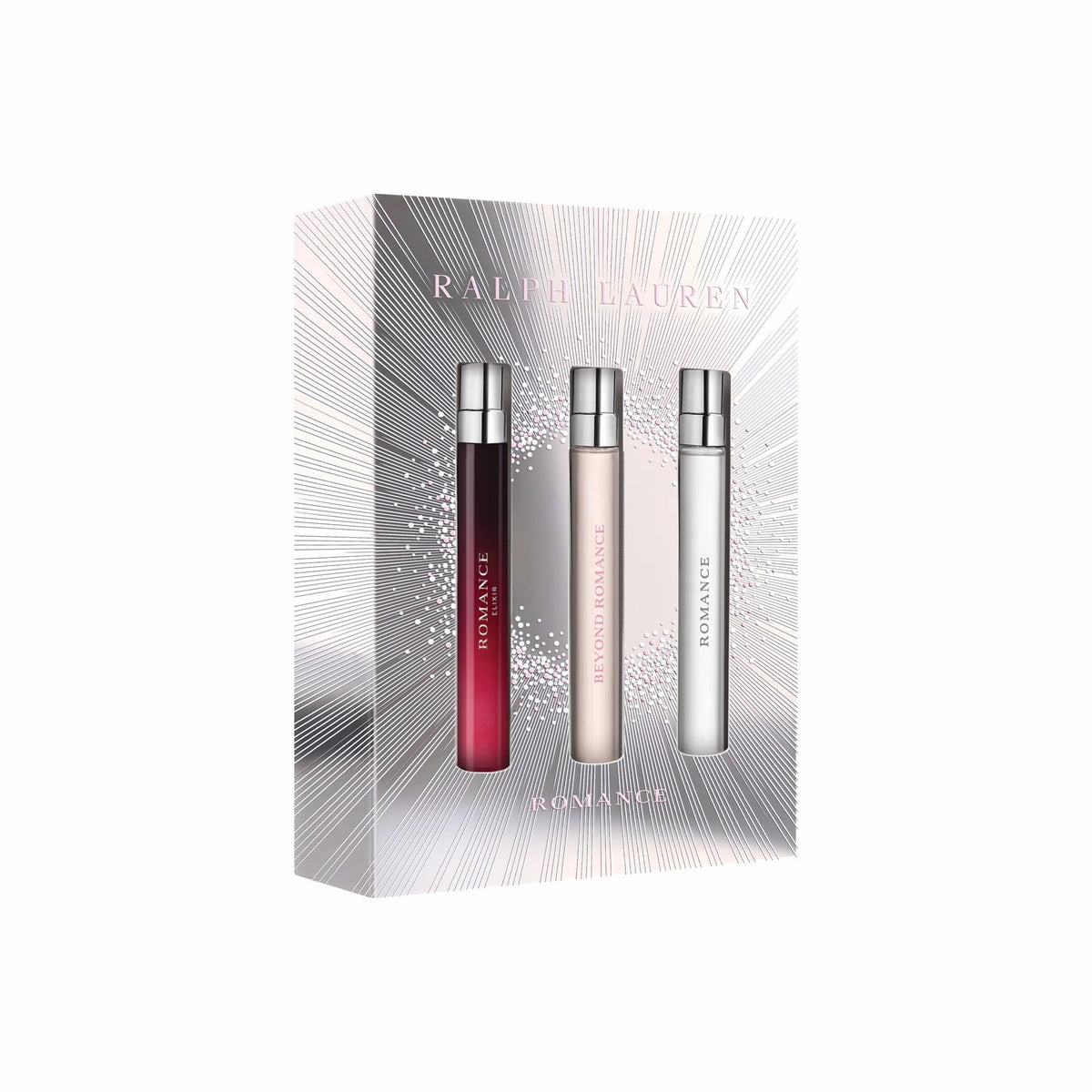 Ralph Lauren Romance Discovery Set packaging with three travel-size bottles for on-the-go fragrance