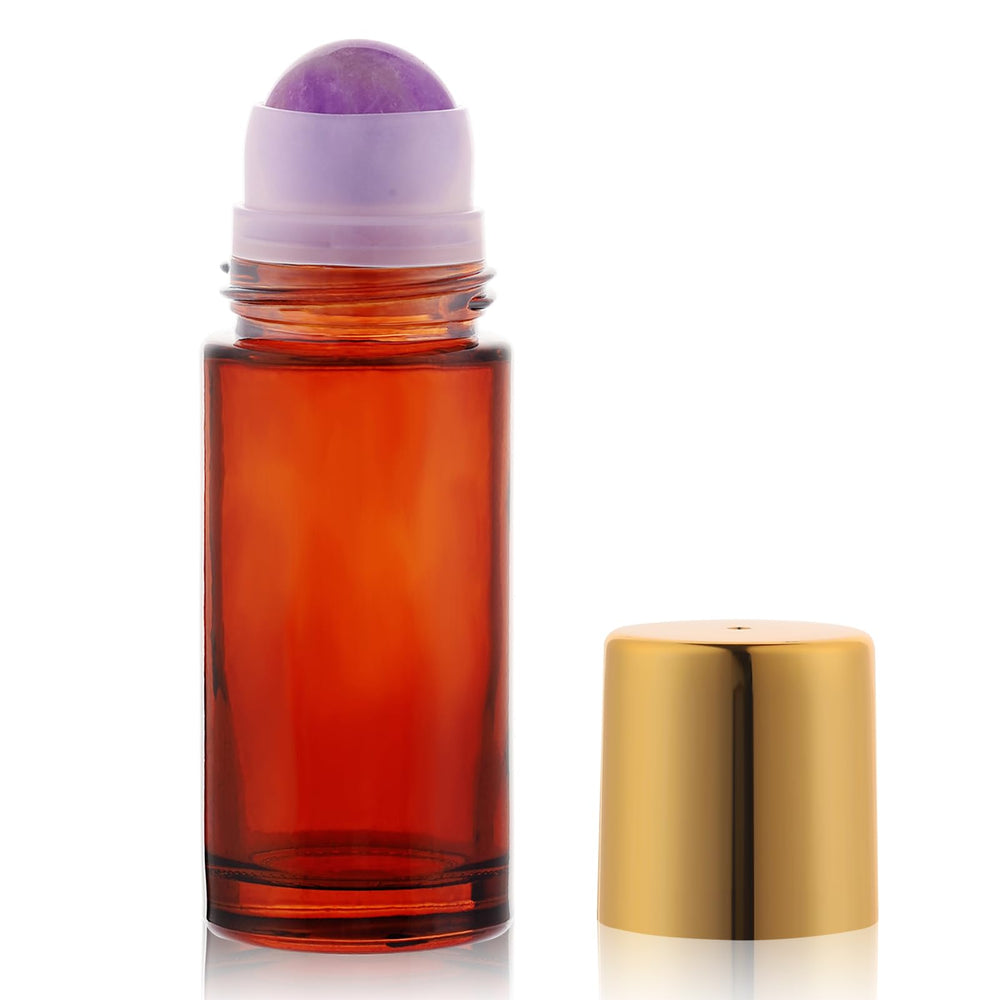 RAMFIYN amber glass roll-on bottle highlights light protection for essential oils and perfumes.