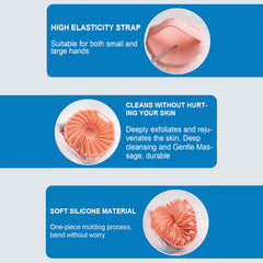 RamPula silicone body scrubber non-slip grip ensures secure use in wet showers.