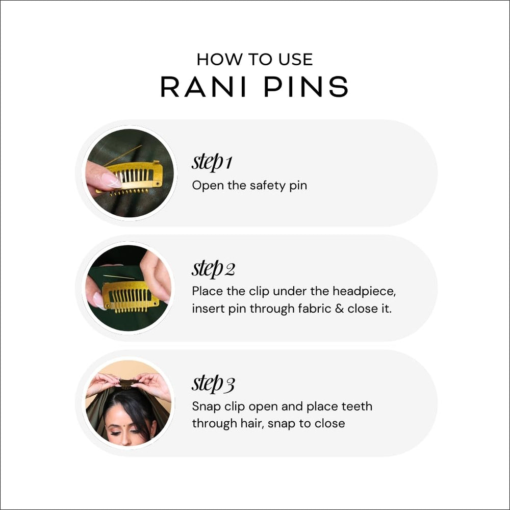 Rani Pins silver clip highlights versatile headwear attachment for veils and chunnis