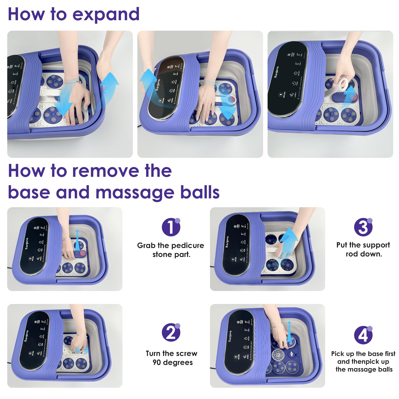 Ranjova foot spa blue touch screen control for effortless operation