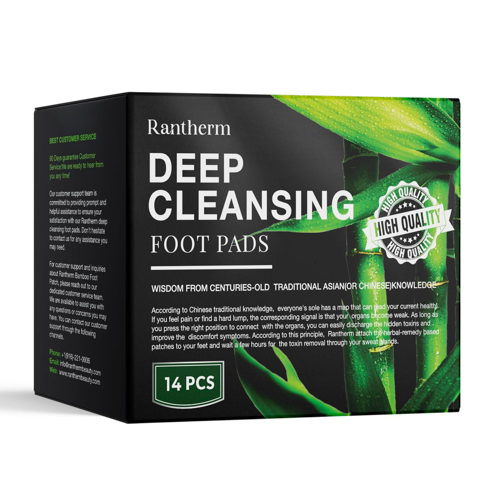 Rantherm Foot Patches close-up with bamboo vinegar for cleansing potential.
