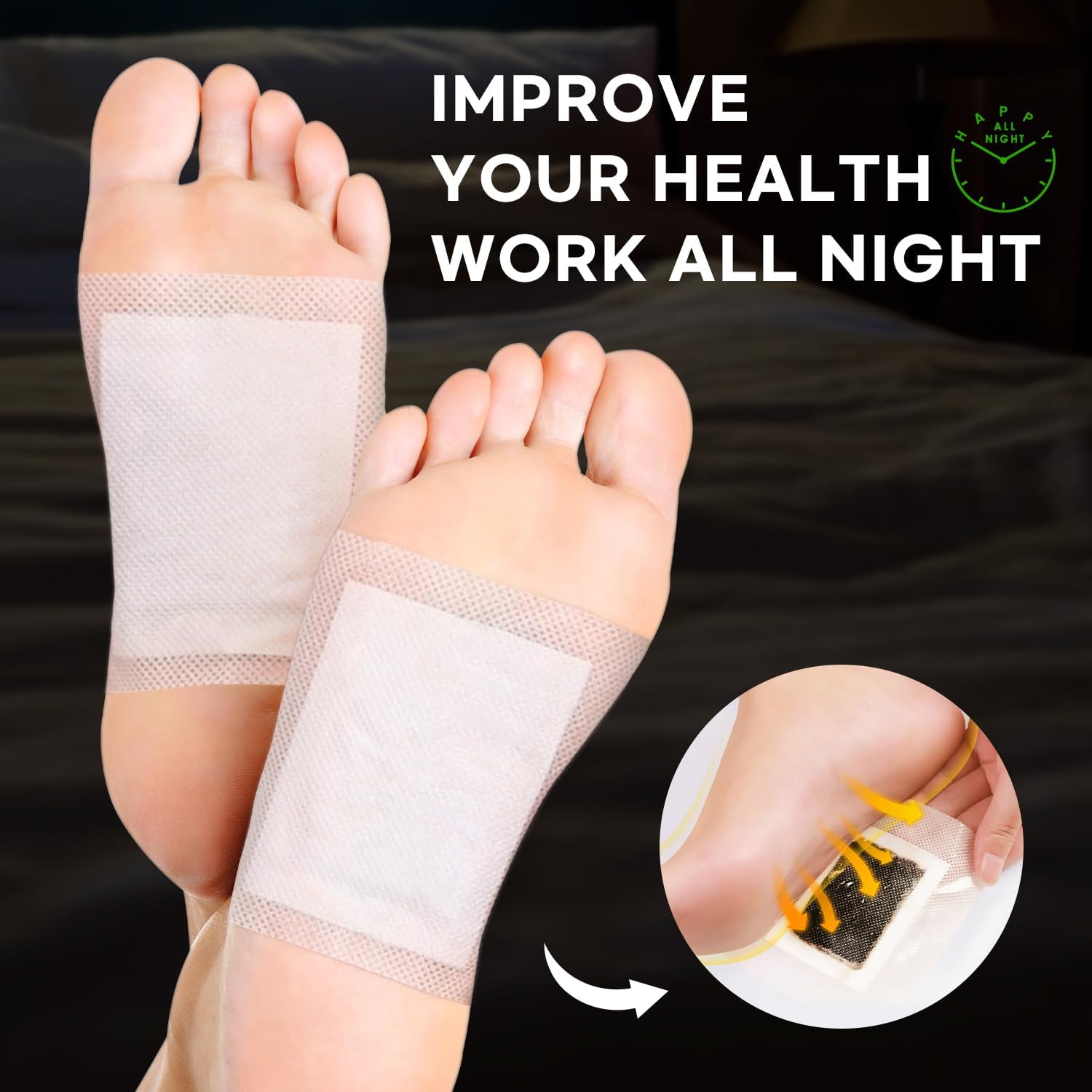 Rantherm foot patches ginger-herbal-blend with calming aroma for restful nights.