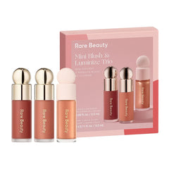 Rare Beauty mini blush-luminize trio box highlights gift-ready packaging for on-the-go glam