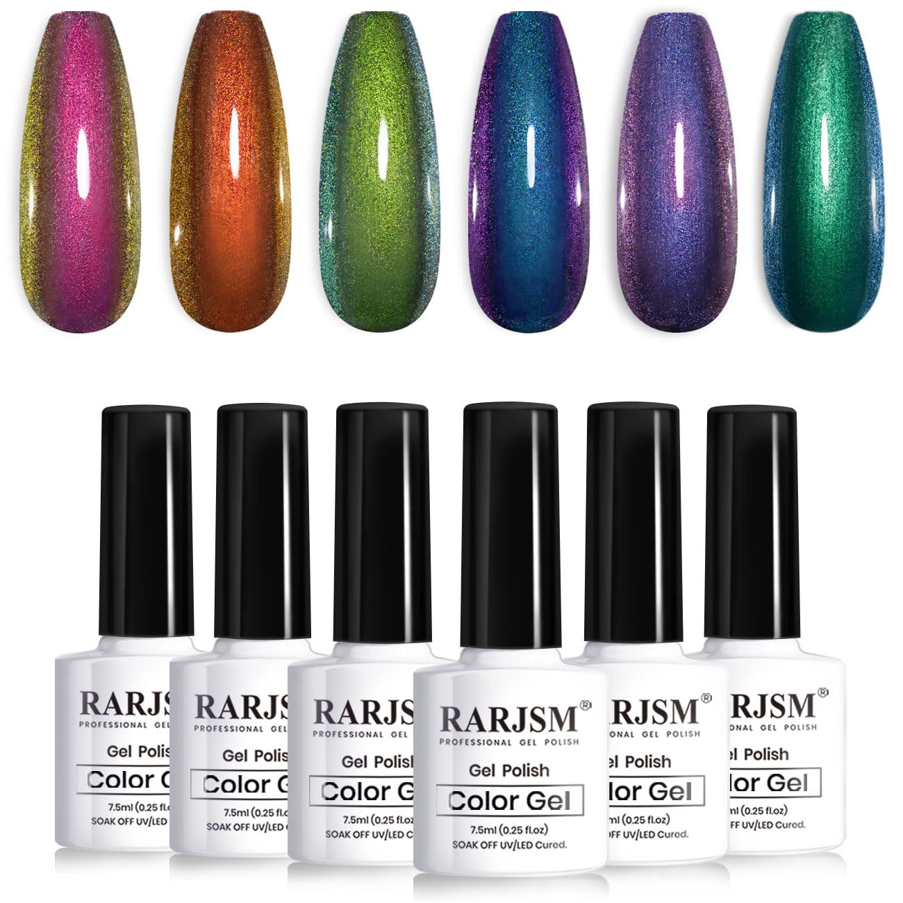RARJSM Chameleon set swatches reveal dual-tone hues for creative nails.