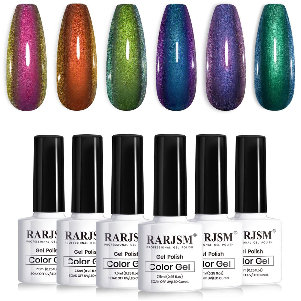 RARJSM Chameleon set swatches reveal dual-tone hues for creative nails.