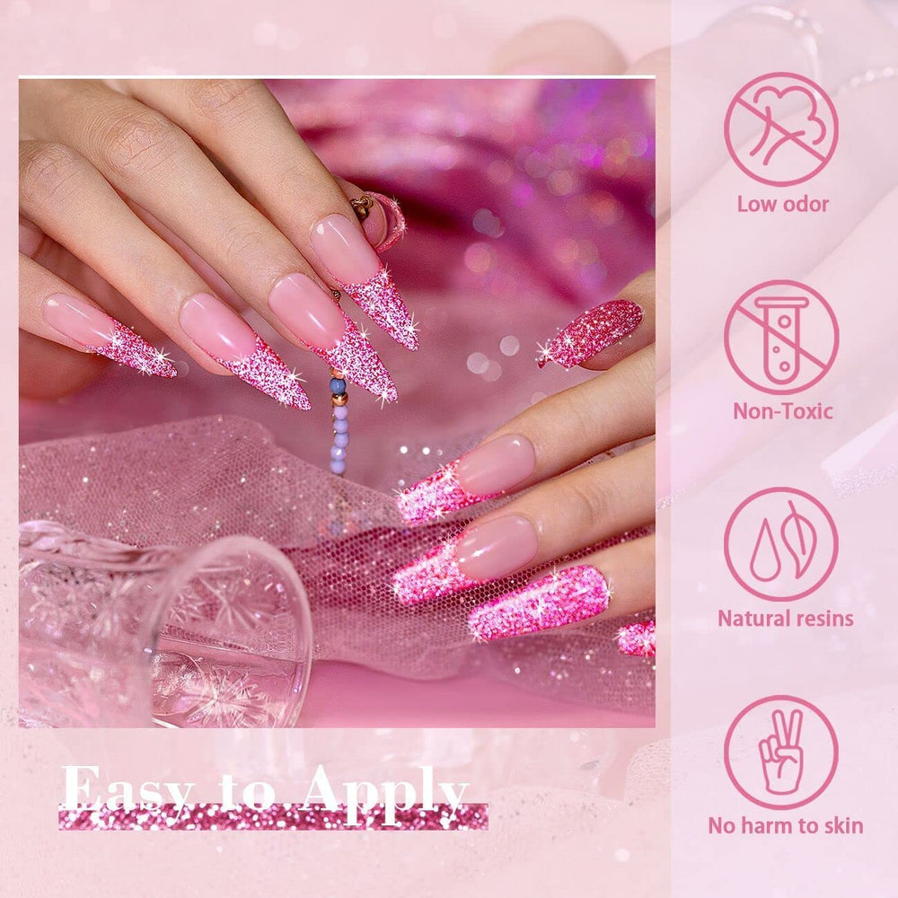 RARJSM glitter hot pink shade—vibrant accents for statement nails.