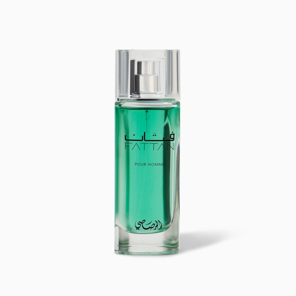 RASASI Fattan Pour Homme notes visual highlighting bergamot and cedar for lasting scent.