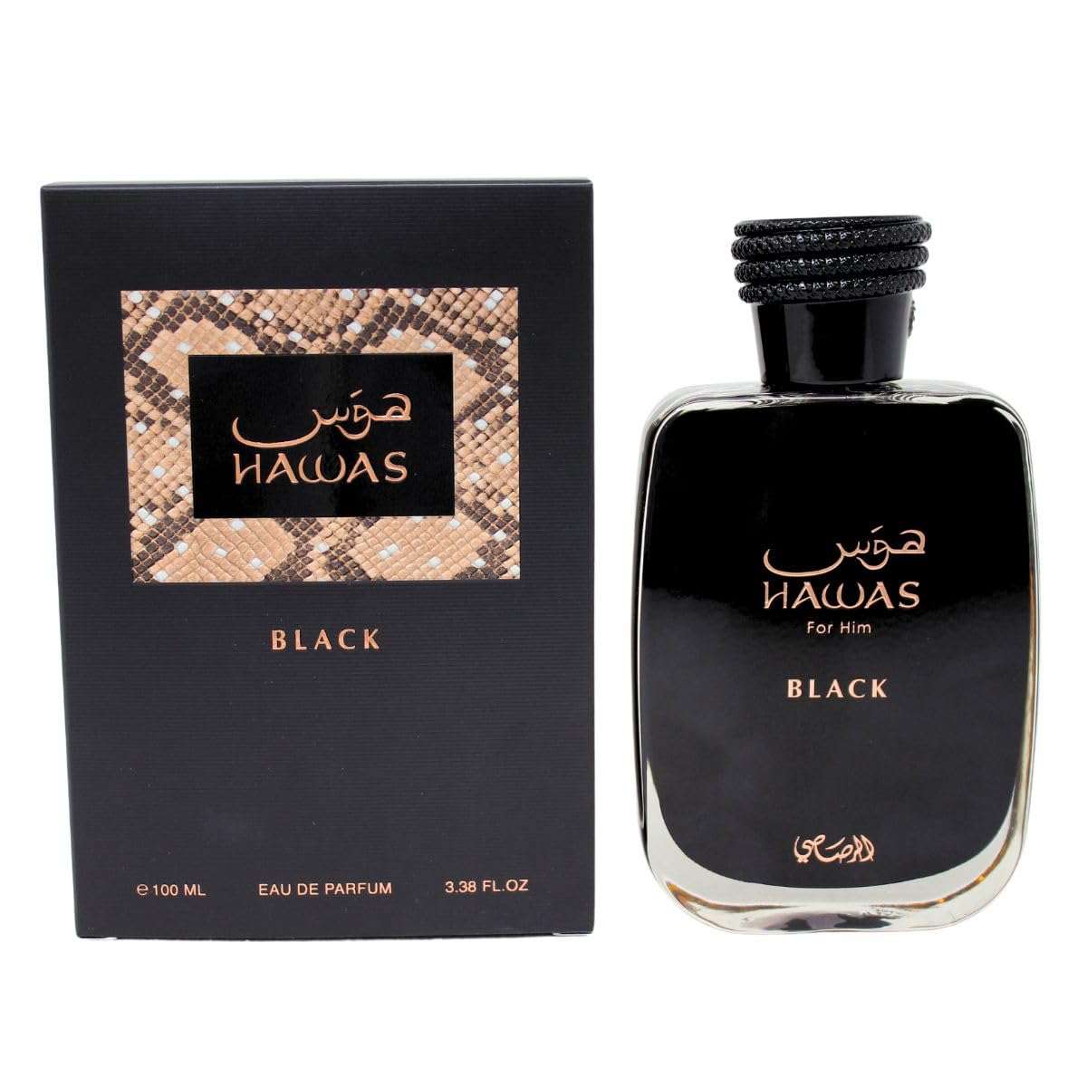 RASASI Hawas Black bottle front view for a crisp citrus aroma