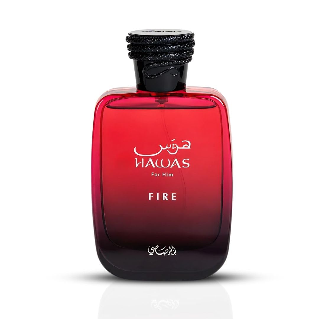 RASASI Hawas Fire EDP bottle cap close-up, durable daily carry.