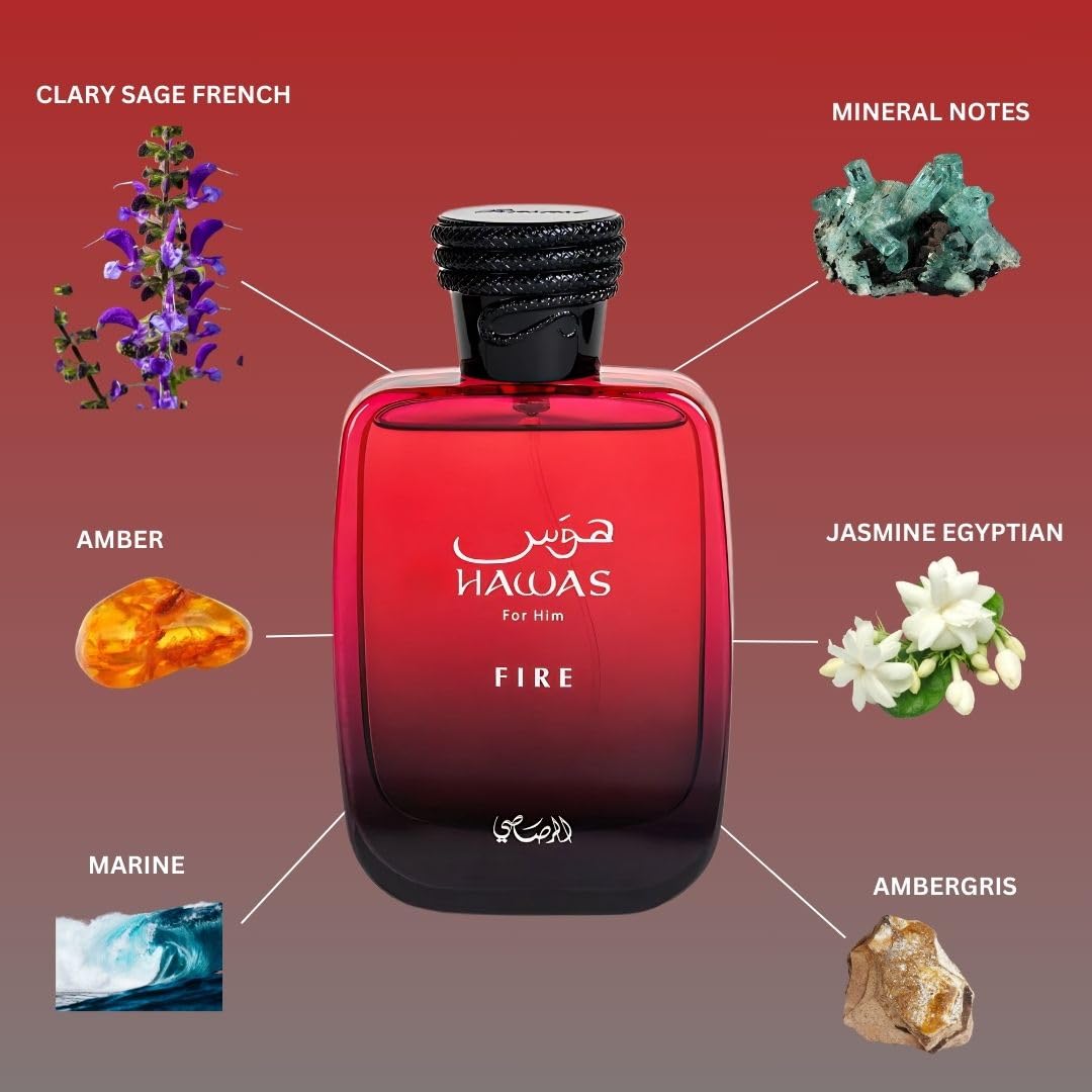 RASASI Hawas Fire packaging box, premium gift-ready presentation for special occasions.