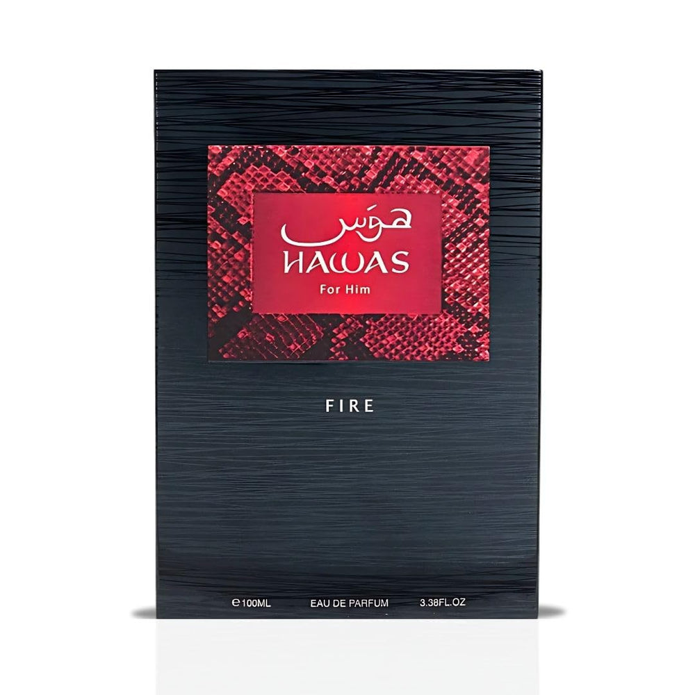 RASASI Hawas Fire bottle pour action, fiery aroma release.
