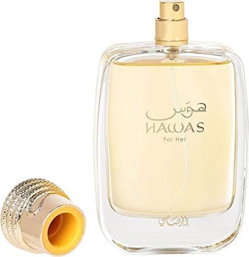 RASASI Hawas For Her base-notes patchouli vetiver provide lasting warmth and depth.