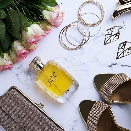 RASASI Hawas For Her top-notes grapefruit pomegranate apple hint at vibrant opening.