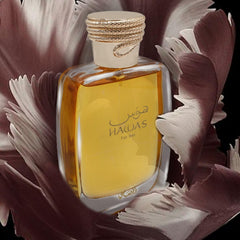 RASASI Hawas golden packaging with python motif signaling allure and strength.