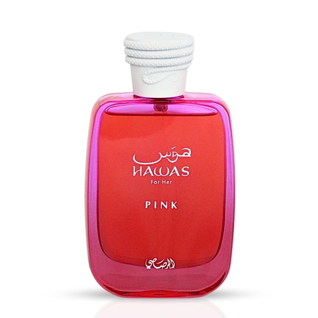 RASASI Hawas Pink cap closeup emphasizes luxurious cap detail and premium packaging.