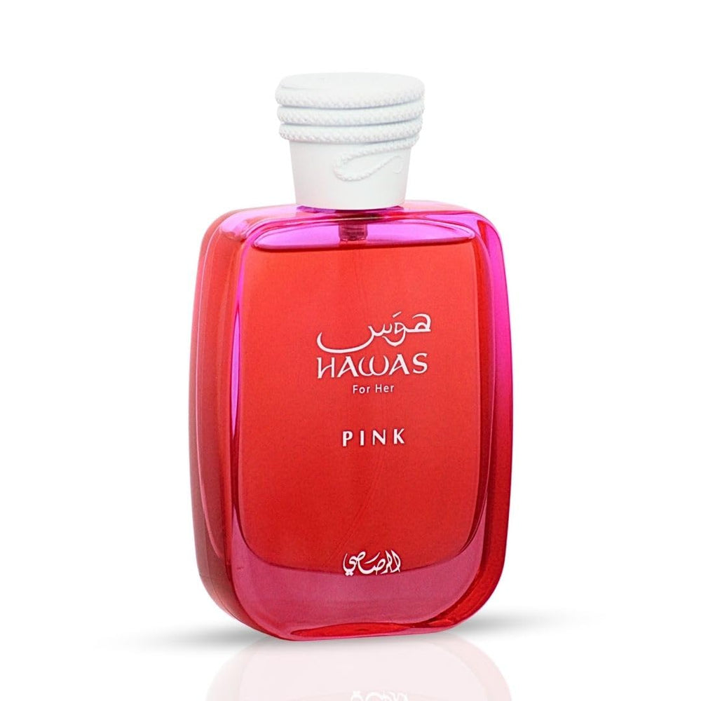 RASASI Hawas Pink neroli note closeup suggests fresh opening with warm spice.