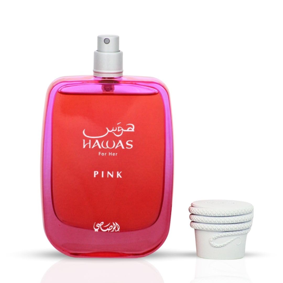 RASASI Hawas Pink vanilla note detail conveys creamy sweetness that deepens on skin.