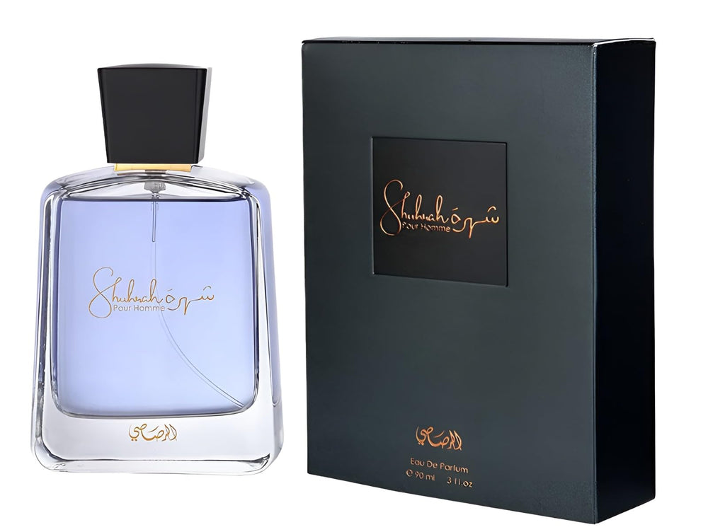 RASASI Shuhrah for Men packaging, premium gift-worthy fragrance for anniversaries.
