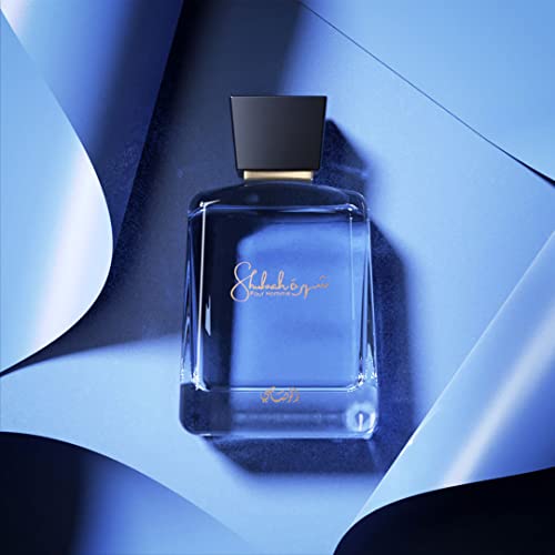 RASASI Shuhrah for Men bottle with lid, explosive sillage for nightlife.