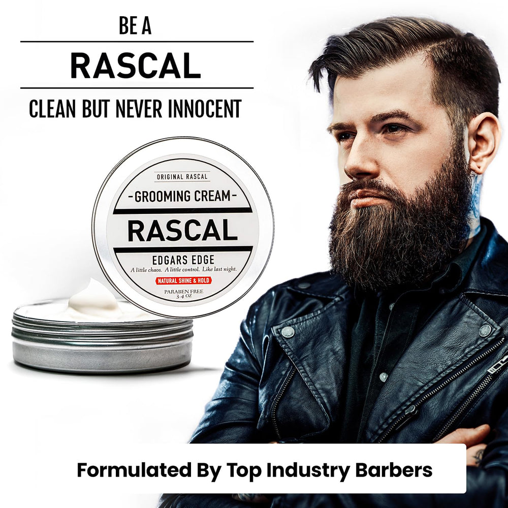 Rascal Original Edgar's Edge beeswax-castor-oil ingredients highlight conditioning care.