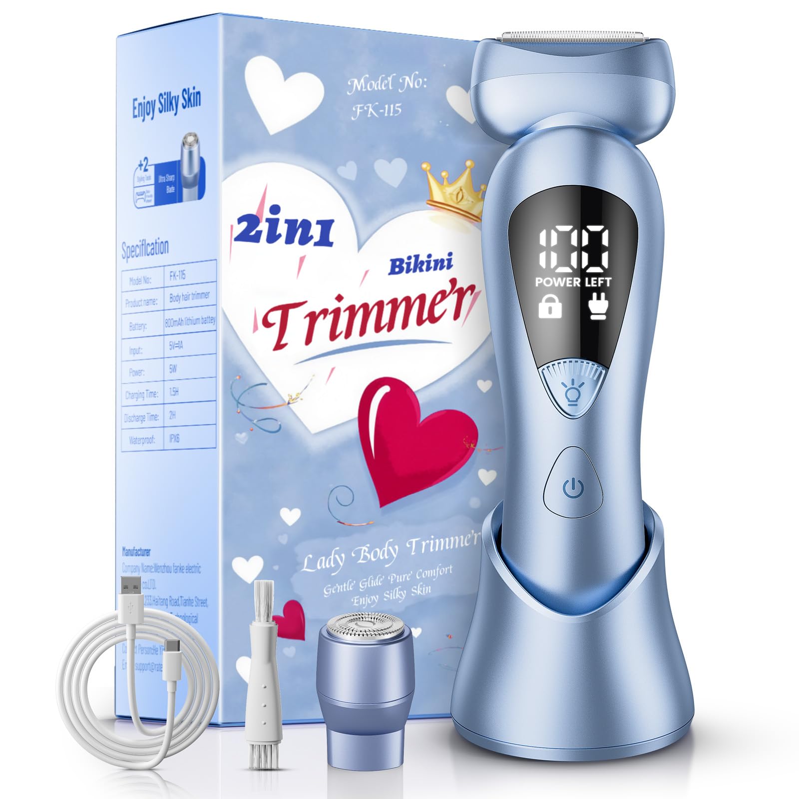 Rategist electric bikini trimmer with dual heads for precise body and facial grooming.