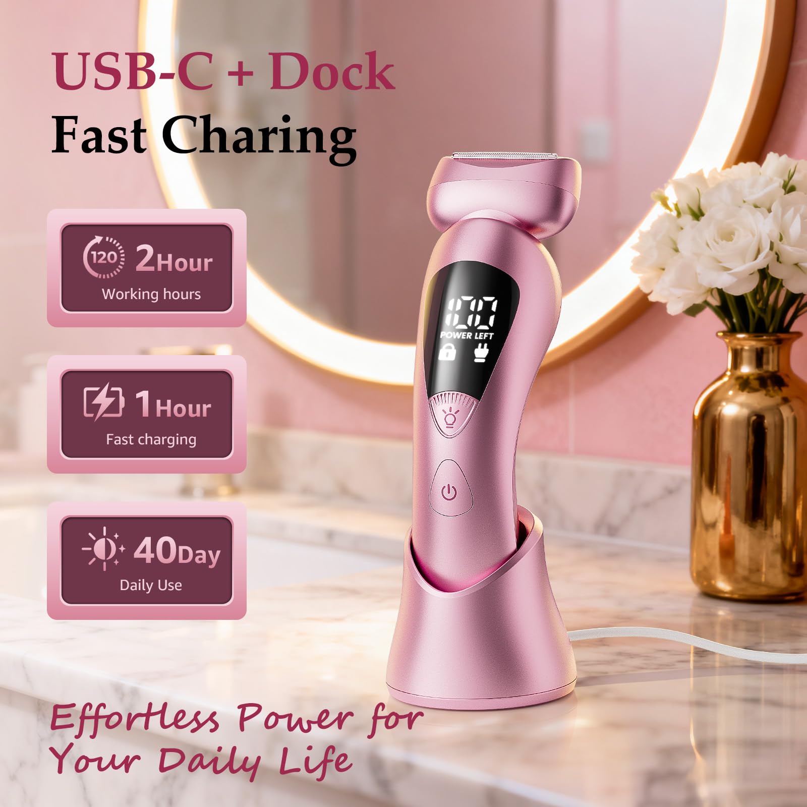 Rategist electric bikini trimmer ergonomic-handle provides comfortable grooming grip.