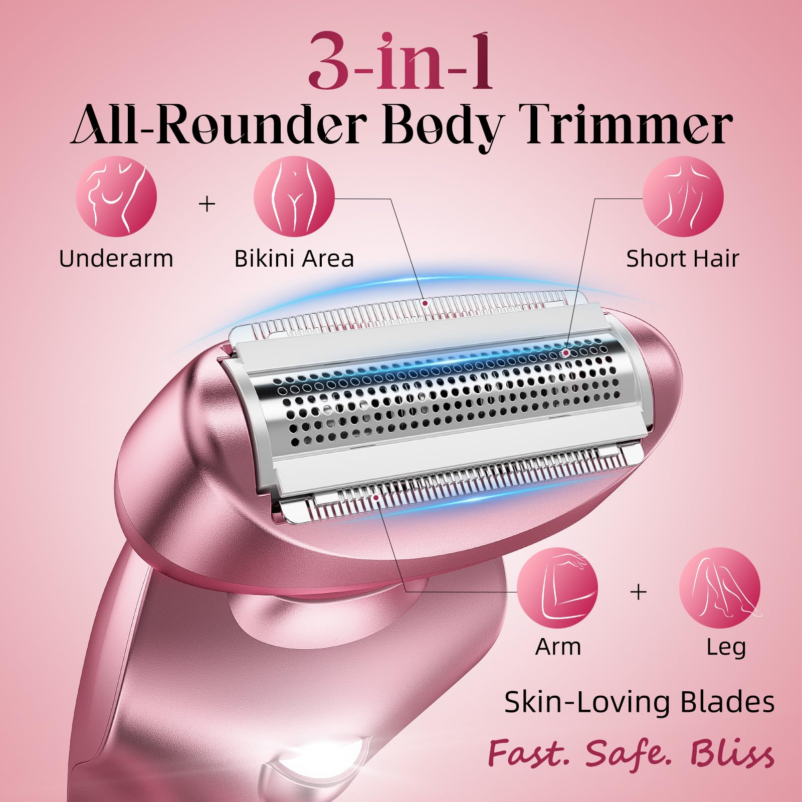 Rategist electric shaver underarm image shows comfortable underarm grooming with sensitive skin feel.