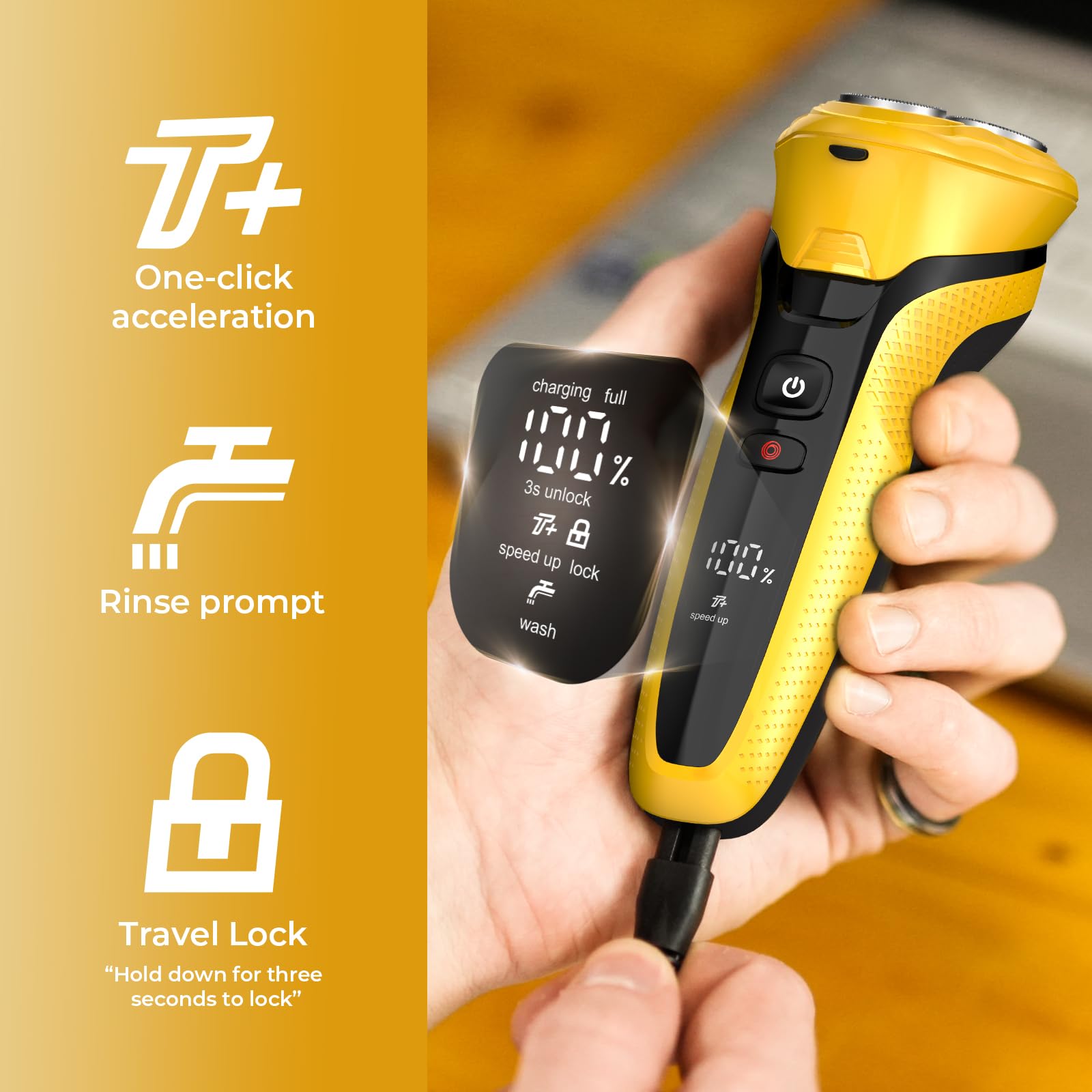 Rategist turbo speed button enables quick trim for thick stubble.