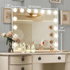 Ratsamee vanity mirror 3 color light settings illustrate warm, neutral, and daylight tones.