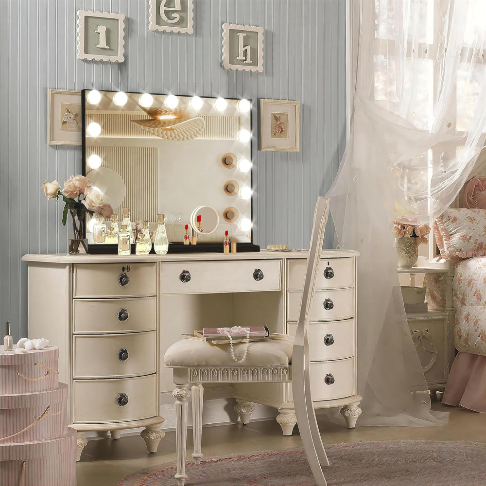 ratsamee vanity mirror detachable 10x magnifier helps see details clearly for precise makeup