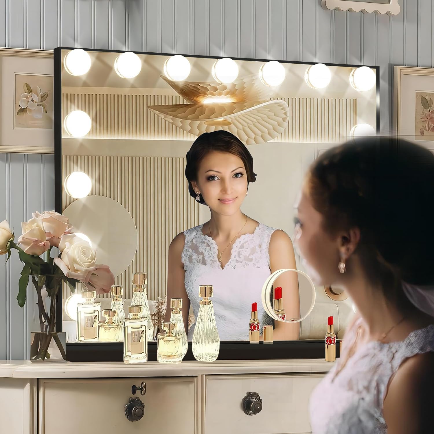 ratsamee vanity mirror dimmable bulbs deliver soft to bright illumination for makeup routines