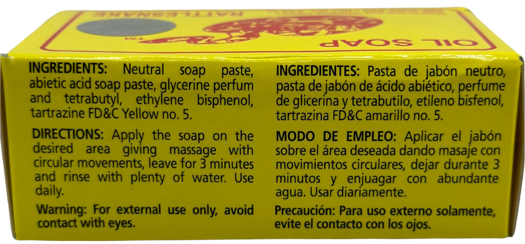 Rattlesnake oil soap ingredient list highlighting minerals and herbs