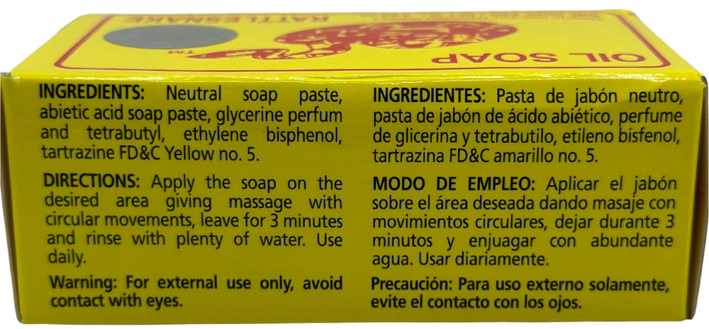 Rattlesnake oil soap ingredient list highlighting minerals and herbs
