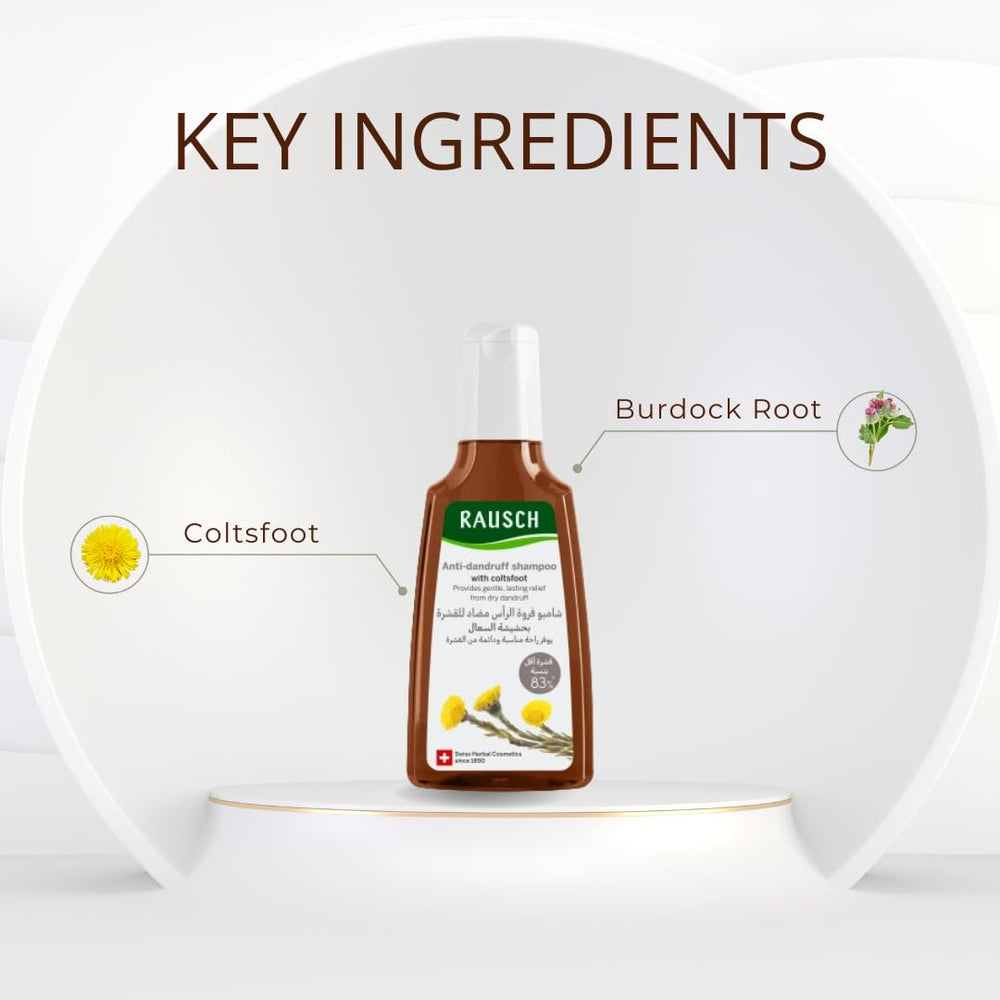 RAUSCH Coltsfoot shampoo in-use scene suggests gentle cleansing during routine