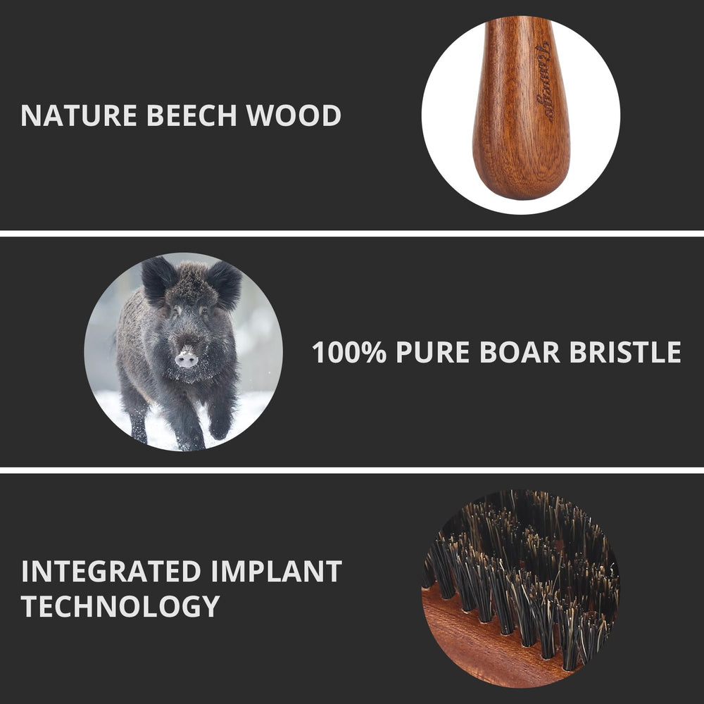 RAVEGO boar-bristles-beard-styling demonstrates natural bristles for gentle beard grooming