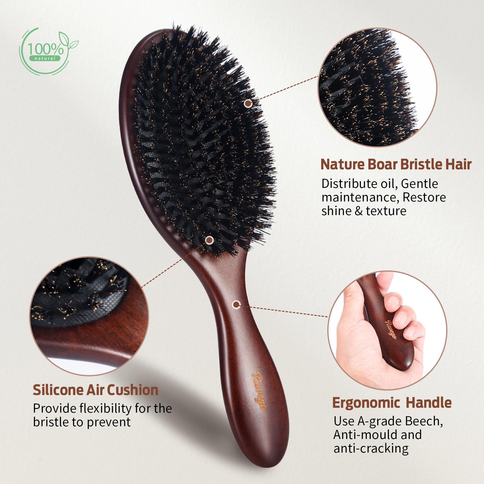 RAVEGO bristle brush oil distribution supports healthier-looking texture for all hair types